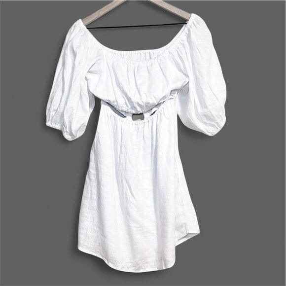 Faithfull The Brand Almero Mini Dress - Plain White Size 6 Boho Linen NWT - Picture 9 of 16